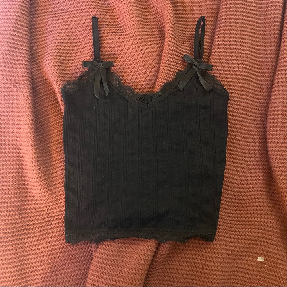 Black Lace Trim Cami Top urban outfitters out from under
